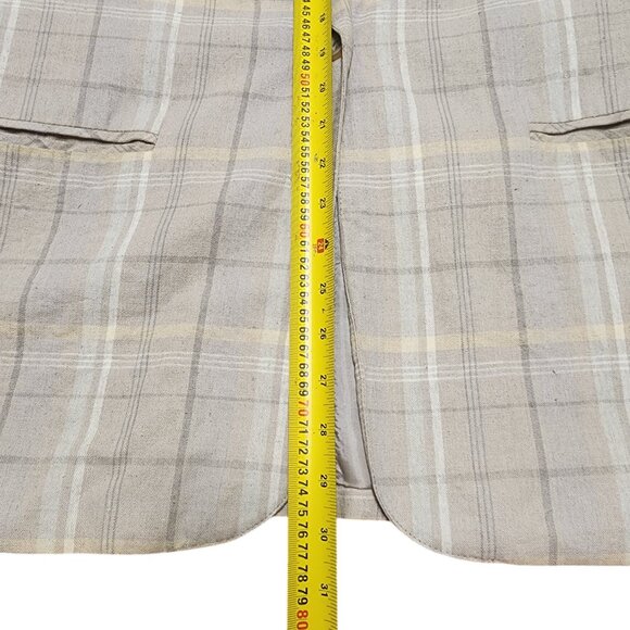 Requirements Women' Linen Blend Plaid Blazer - Beige Checkered - Size 12 - Picture 11 of 12